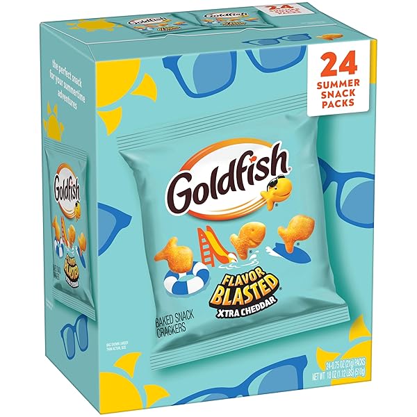 GOLDFISH FLAVOR BLASTED XTRA CHEDDAR CHEESE CRACKERS, 24 SUMMER SNACK PACKS