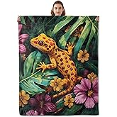 Kibue Lovely Lizard Blanket, Soft & Warm Flannel Throw - Cozy Plush Lightweight Blankets for Travel, Decor, Bedroom, Sofa for Adults Kids - Ideal for All Seasons 60"×50"
