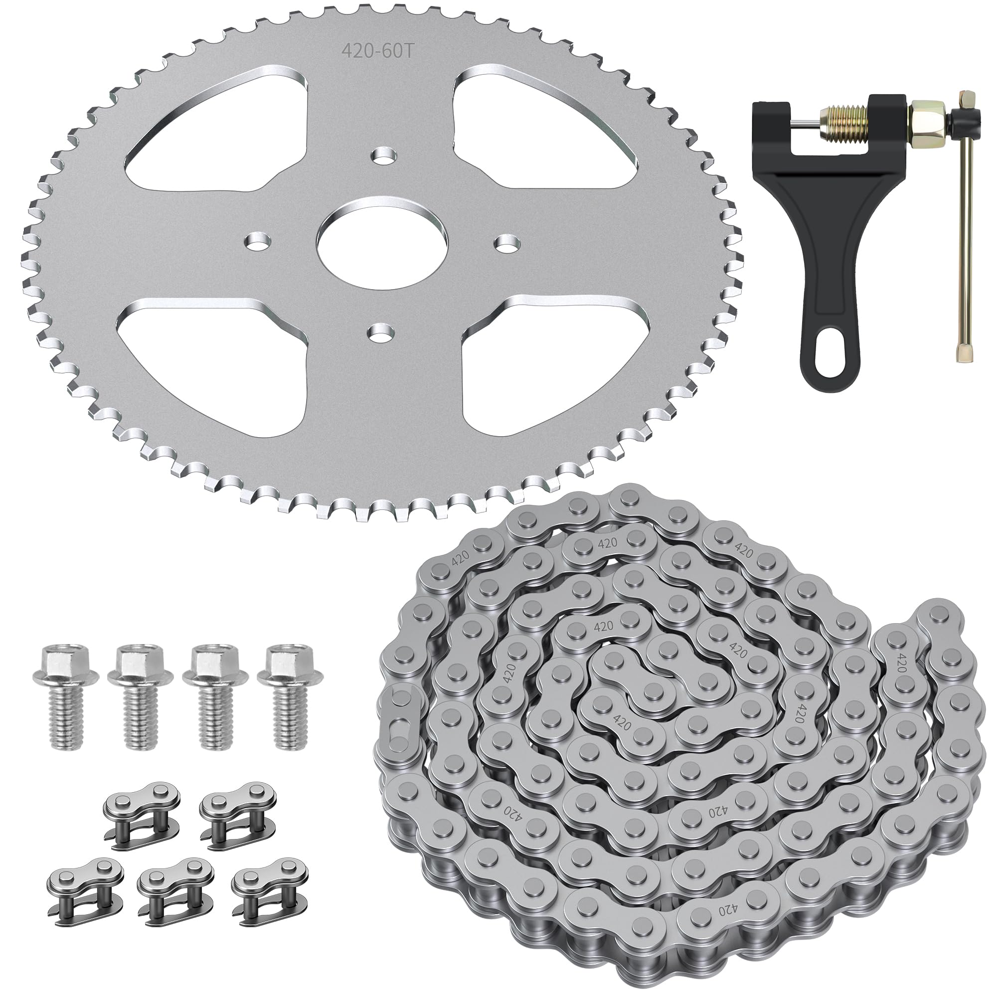YOXUFA 60 Tooth Sprocket with 420 Chain 90 Links