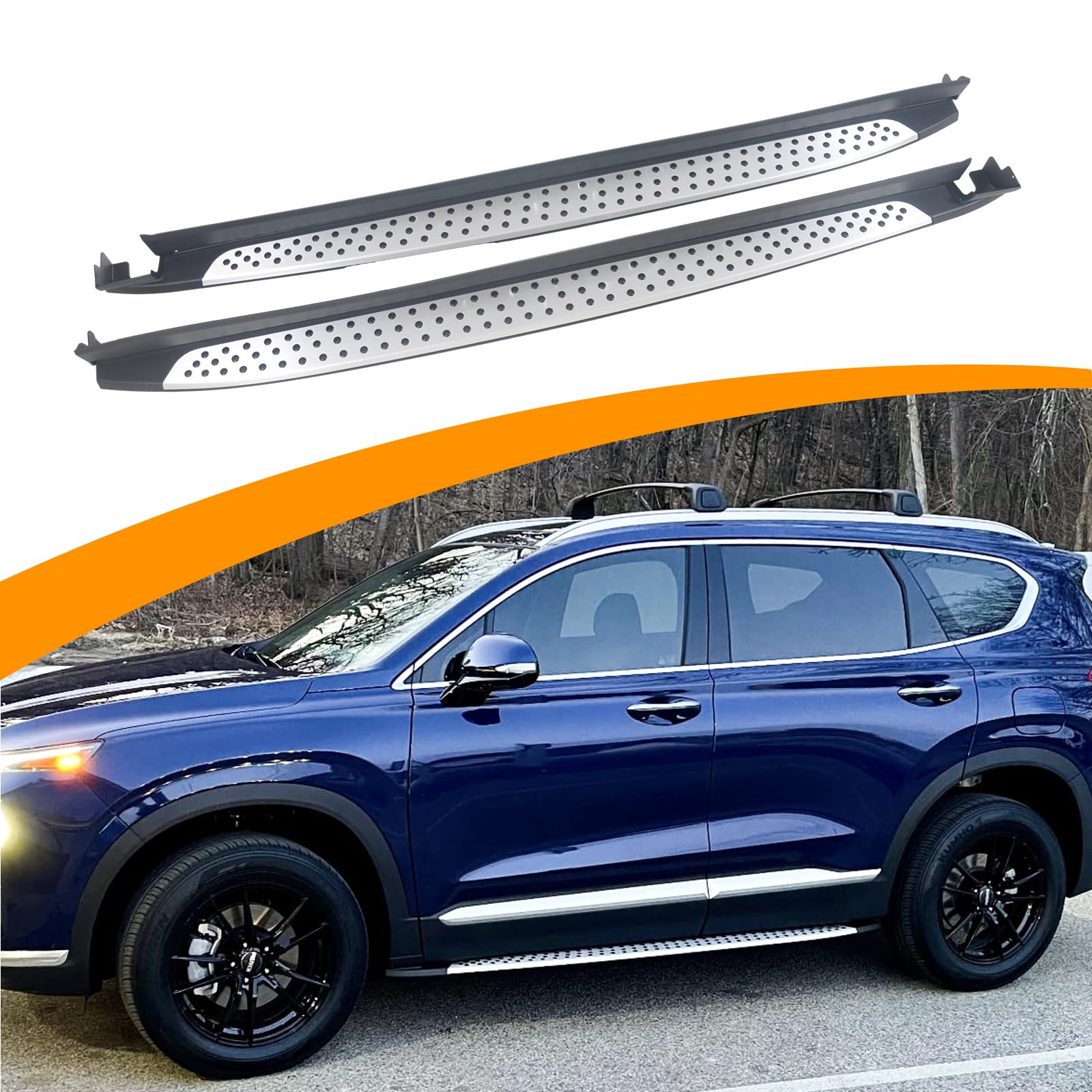 Photo 1 of **SELLING FOR PARTS AS PARTIAL SET. BEND DAMAGE TO ONE END**Snailfly Fit for Hyundai Santa Fe 2019-2023 Running Boards Protector Side Step Nerf Bar