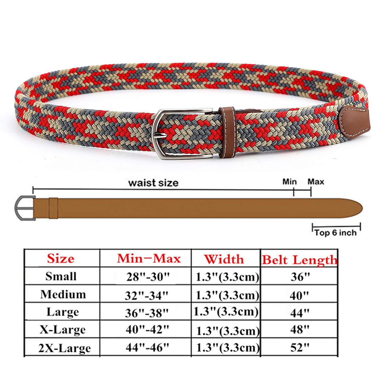 Braided Canvas Woven Elastic Stretch Belts for Men//Women//Junior with Multicolored