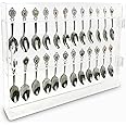Ikee Design Premium Acrylic 24 Souvenir Spoon Display Case, Wall Mountable Spoon Collections Organizer Storage Holder, Tea Spoon Storage Display Box, 13 7/8”W x 1 3/4”D x 10 7/8" H