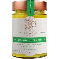Ahara Ghee Traditional Niter Kibbeh Ghee Clarified Butter - 10oz, BRUNDO SPICES RECIPE - Grass Fed Ghee. Lactose…