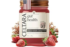 Celtara Gut Health Strawberry Wellness Blend from Astragalus & Panax Ginseng, Turkey Tail, Aloe & Slippery Elm, Sea Moss Gel, Ready-to-Eat, Made in USA, 16 fl oz (Pack of 1)