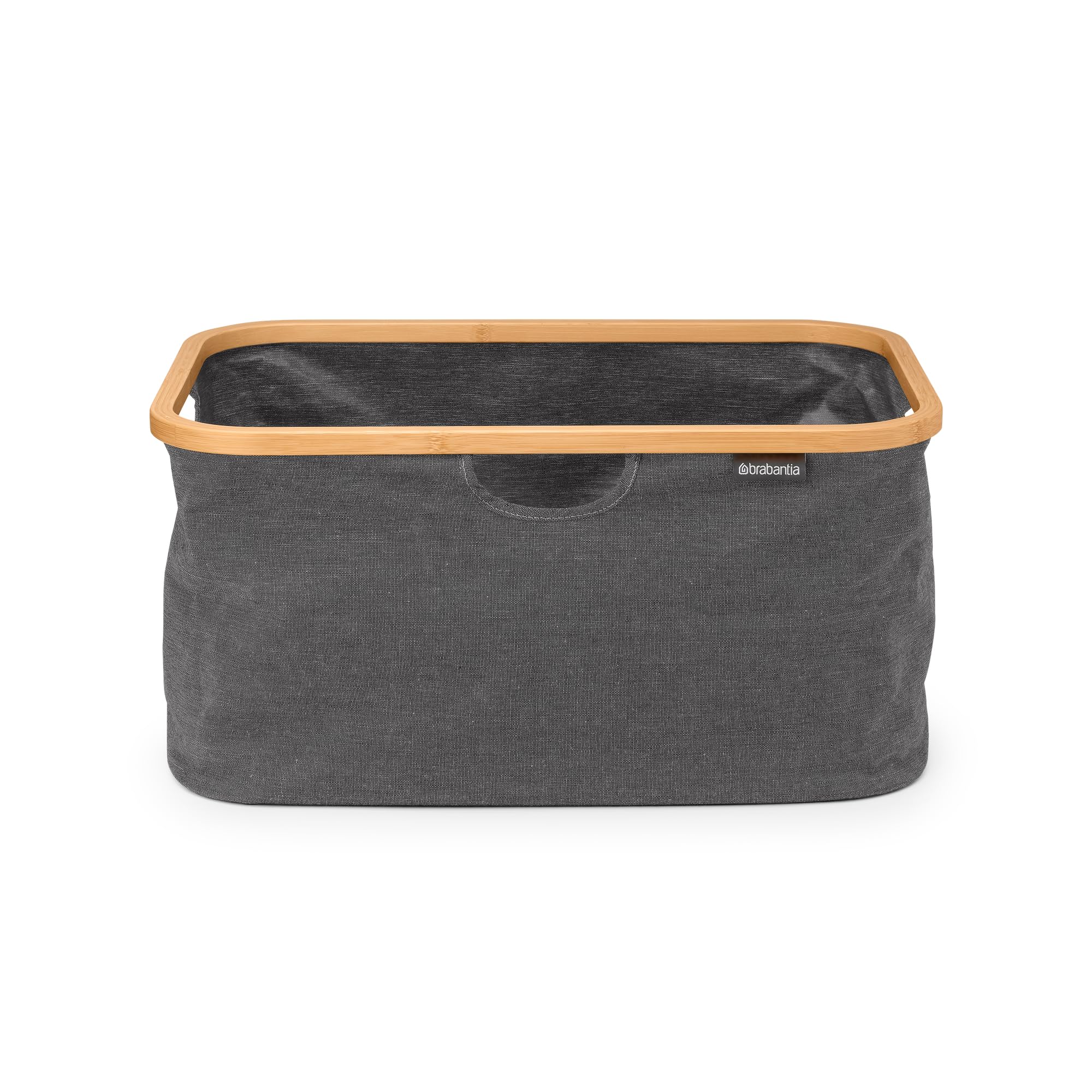 Brabantia - Foldable Laundry Basket 40L - Water Resistant Hamper for Wet & Dry Laundry - Storage Basket for Clothes & Linen - Bamboo Rim for Easy Grip - Garment Washing - Home Accessory - Pepper Black