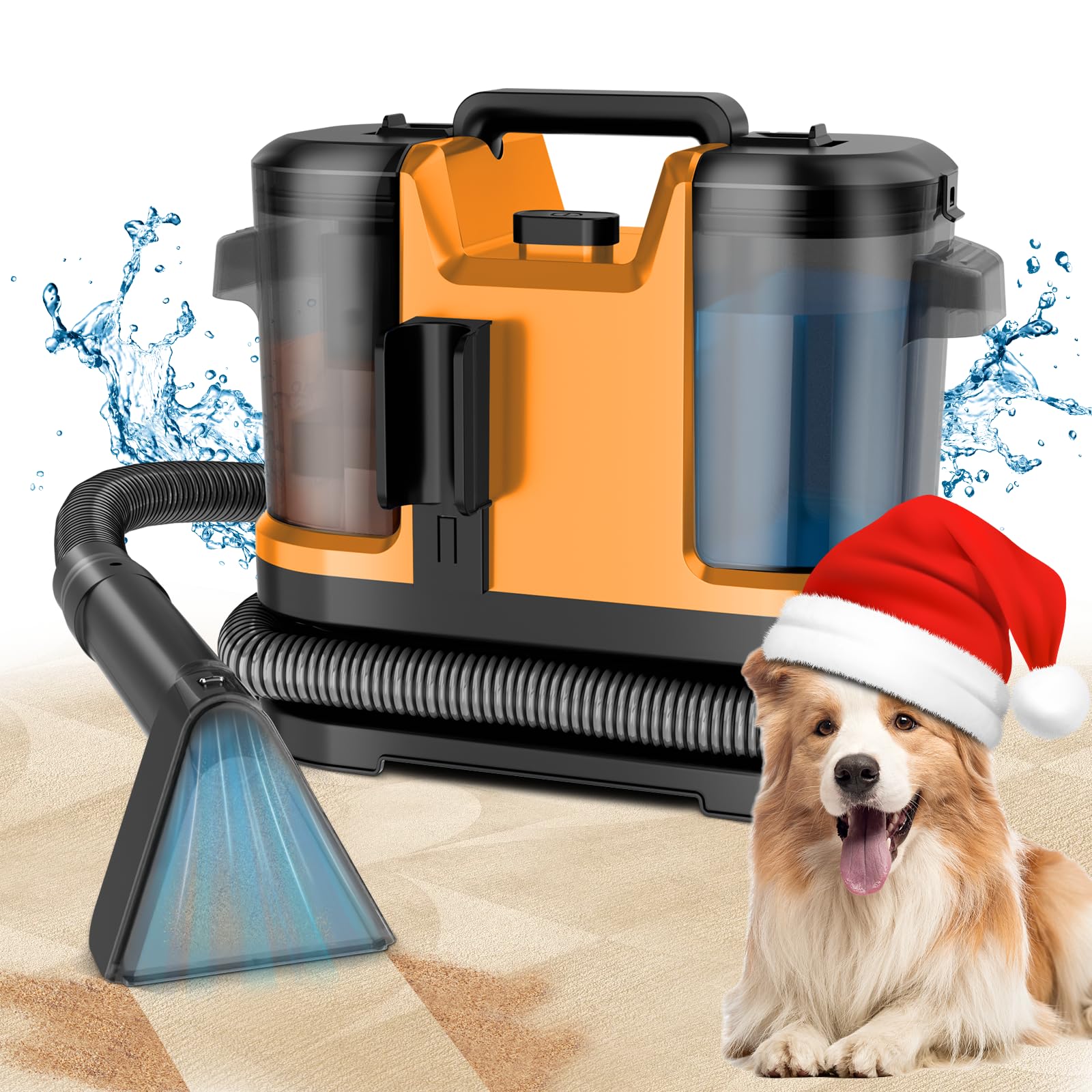 Photo 1 of Vaconly Portable Spot Cleaner Machine for Carpet and Upholstery - 18Kpa Carpet Cleaner with Dual BrushHeads, Easy Move, Cleaning Machine for Furniture, Couch, Stairs, Car and Pet Stain,Yellow