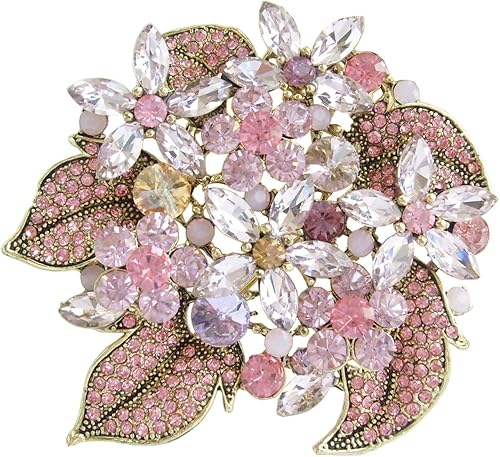 Amazon Sindary エレガント 花 ブローチ ピン ペンダント ラインストーン クリスタル Bp ゴールドトーン ピンク ブローチ 通販