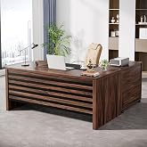 Tribesigns 62.2" L-Shaped Executive Desk with Mobile File Cabinet | Office Desk with Storage Shelves, Large Writing Table Computer Desk Business Workstation Set for Home Office, Dark Brown