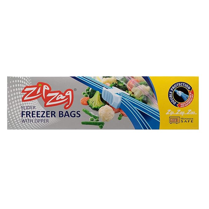 ZIPZAG Zipper Seal Freezer Food Storage Bags Size (11" X 11"), Pack of