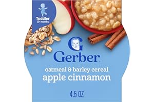Gerber Oatmeal and Barley Apple Cinnamon Cereal, Toddler Oatmeal, Iron, Whole Grains, 8PK