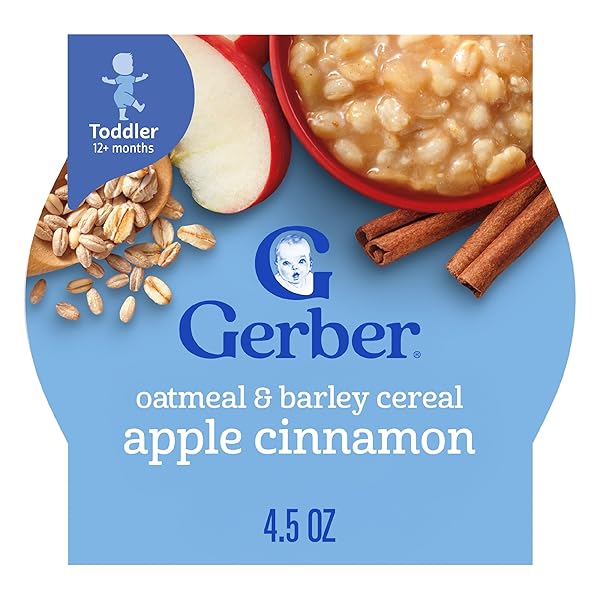 GERBER OATMEAL AND BARLEY APPLE CINNAMON CEREAL, TODDLER...