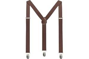 JEMYGINS Solid Color Mens Suspender with 3 Strong Clips Adjustable Braces