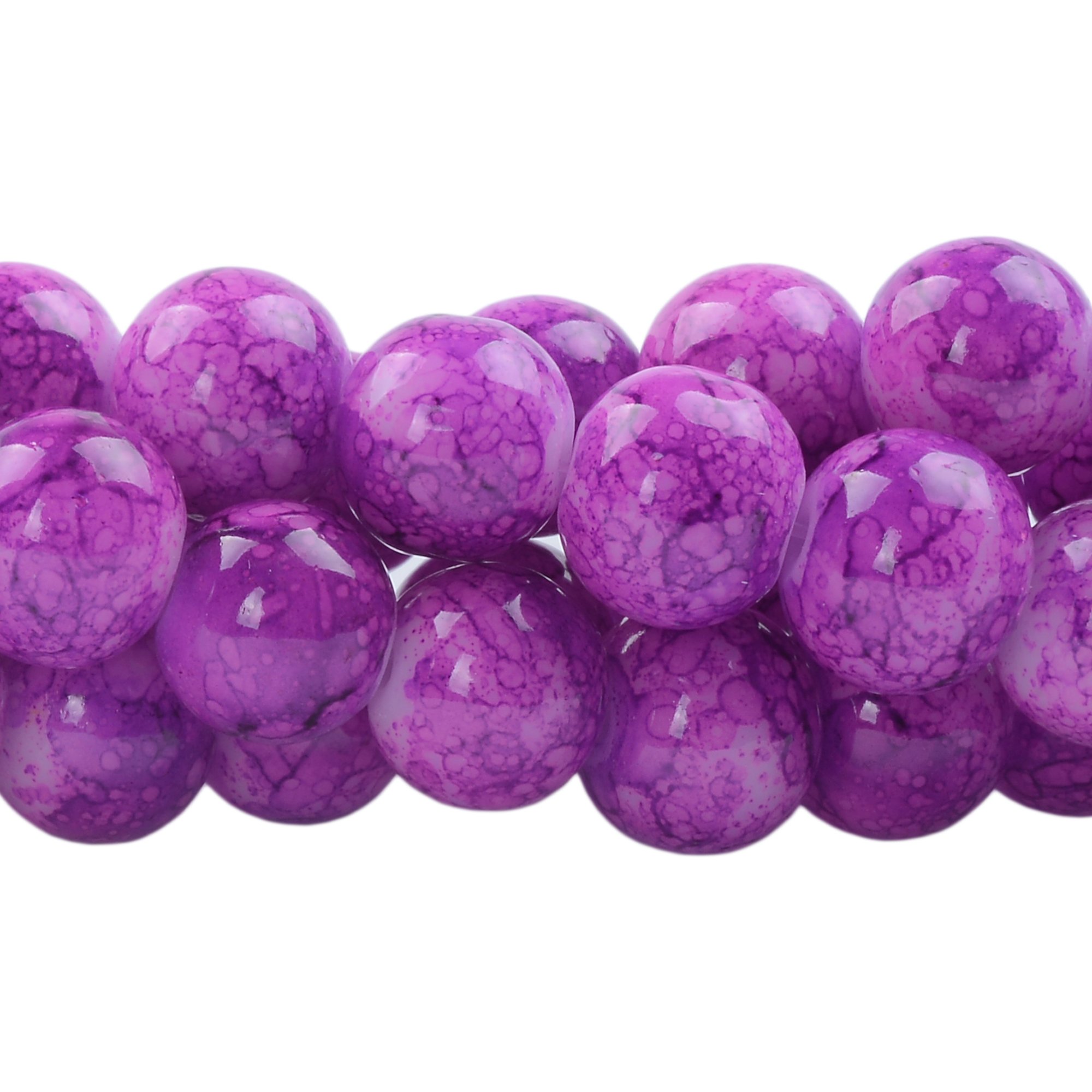 RUBYCA 6mm 2 Strands Czech Glass Round Beads Purple Painted Colored String for Jewelry Making