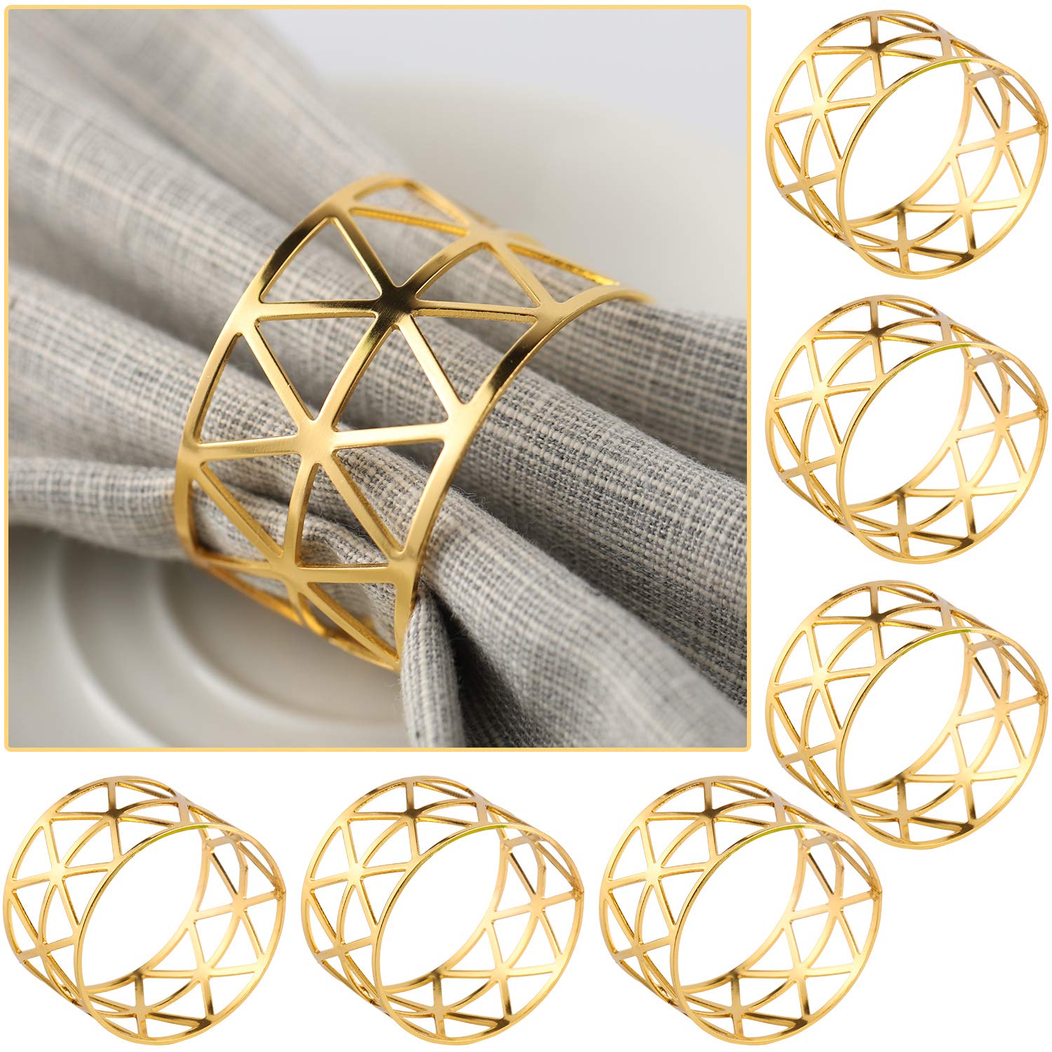 COCHIE Napkin Holders Rings Gold Metal Napkin Ring Napkin Buckles Leaves for Wedding Party Dinner Anniversary Table Decoration Pack of 6