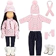 Bencailor Christmas 18 Inch Doll Clothes and Accessories Winter Doll Outfits Set Sweaters Trousers Hats Shoes for 18 Inch Doll Girls Gifts (Pink)