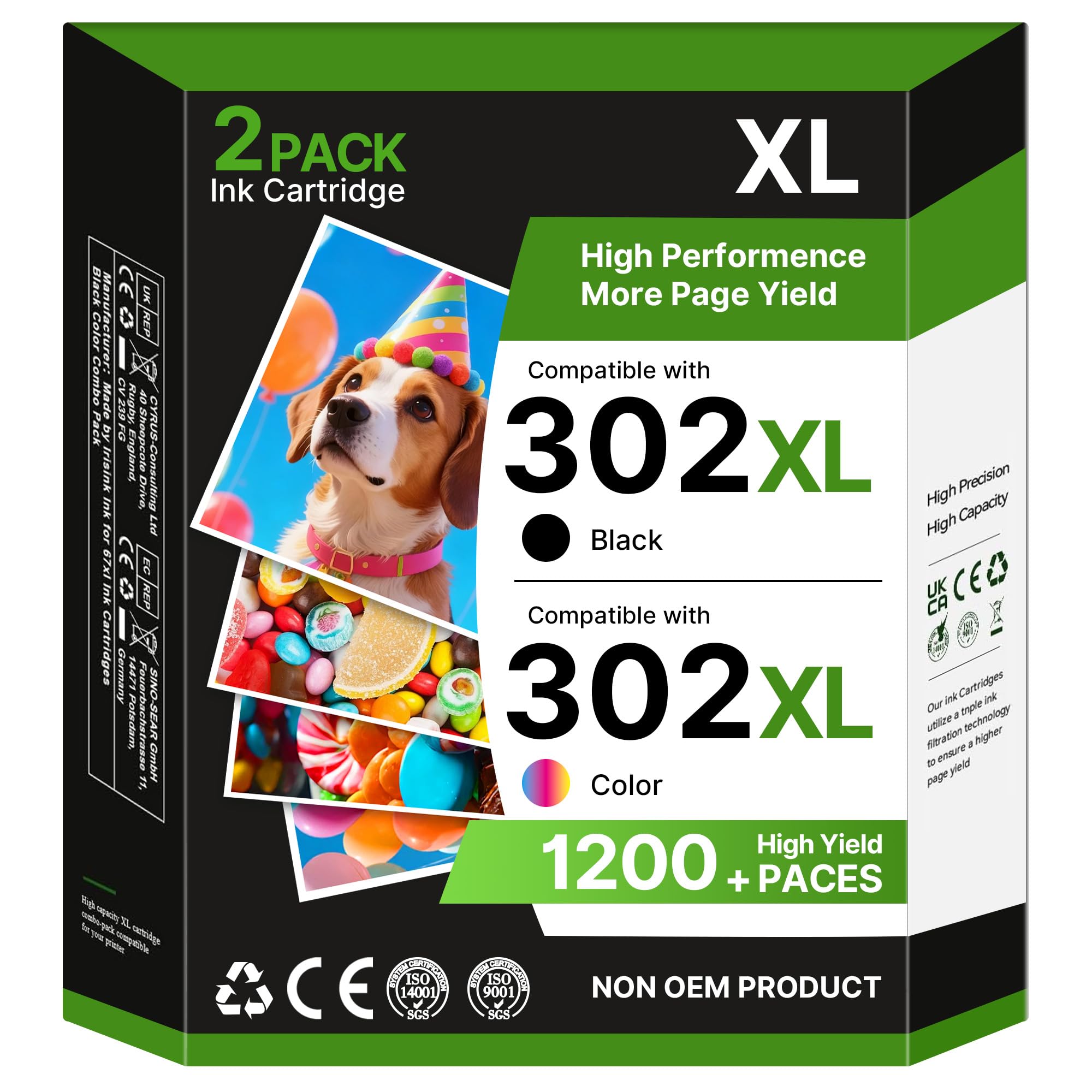 302XL Ink Cartridges Printer Ink 302 XL Combo Pack Replacement for HP 302 Ink Cartridges Black and Colour for HP DeskJet 3630 3636 1110 2130 Envy 4520 4523 4524 4527 Officejet 3830 3831 3835 5230 4650