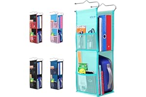 ABRA® 2 Shelf Hanging Locker Organizer for School, Work, Gym, Storage | Deep Shelves 6.5”x 9”| Eco-Friendly Fabric Healthy for Children (Ocean Turquoise)