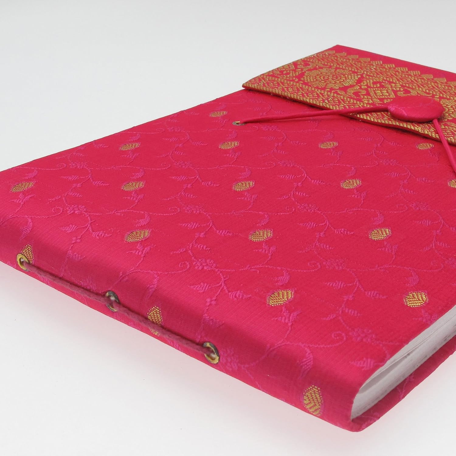 Sari Fabric Cover Photo Album Medium, Cerise - Image 4