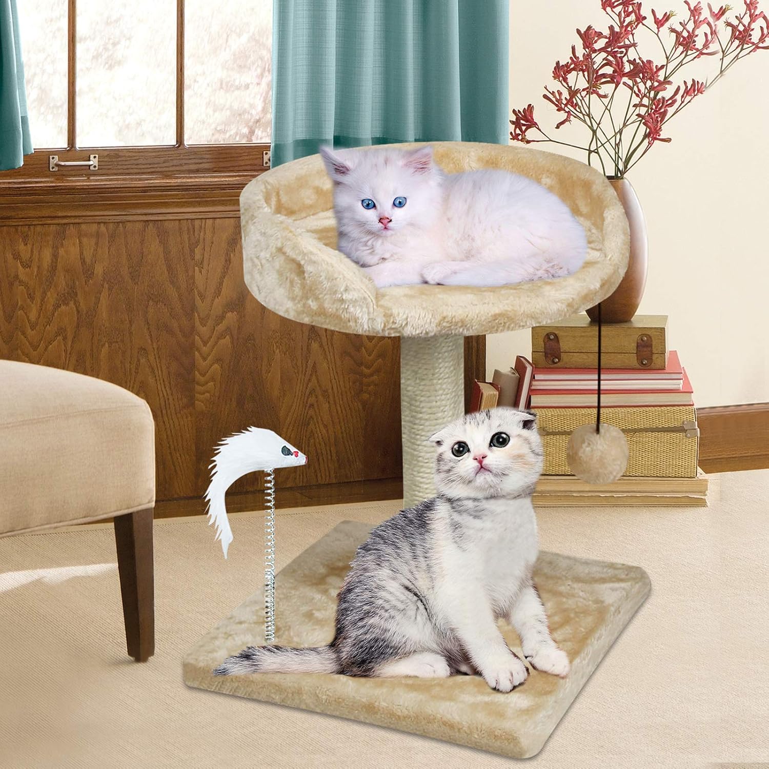 YUFU Cat Tree and Towers Kitten Small Cat Tree with Large Platform and Natural Sisal Scratching Posts for Kitten Playing Relaxing Sleeping : Pet Supplies