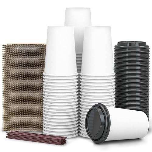 SPRINGPACK 【100 Pack - 12 oz 】 Disposable Coffee Cups To Go with Lids ...