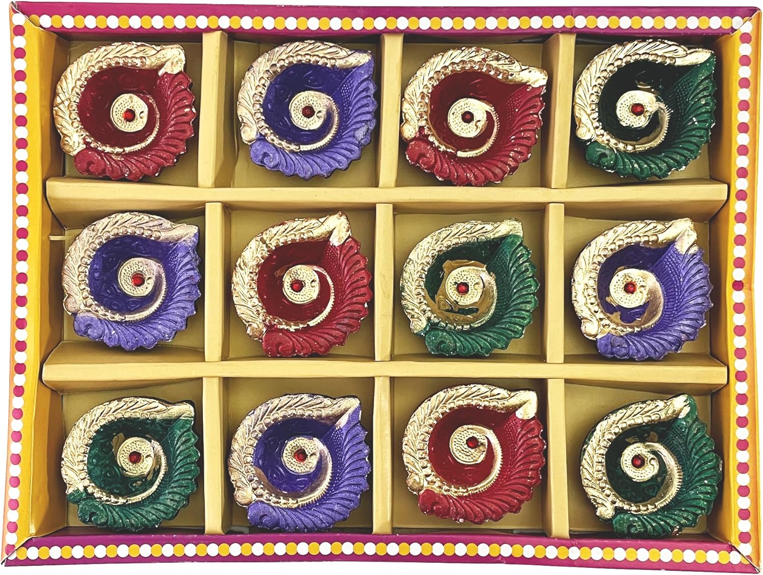 Oil Lamps & Accessories - KSJONE Festive Diyas with Cotton Wicks Festive Decorations Oil Lamp Diwali Lights Clay Diyas for Diwali Tea Light Holder Indian Decor Diwali Puja Items Indian Decorations Diwali Decor (12)