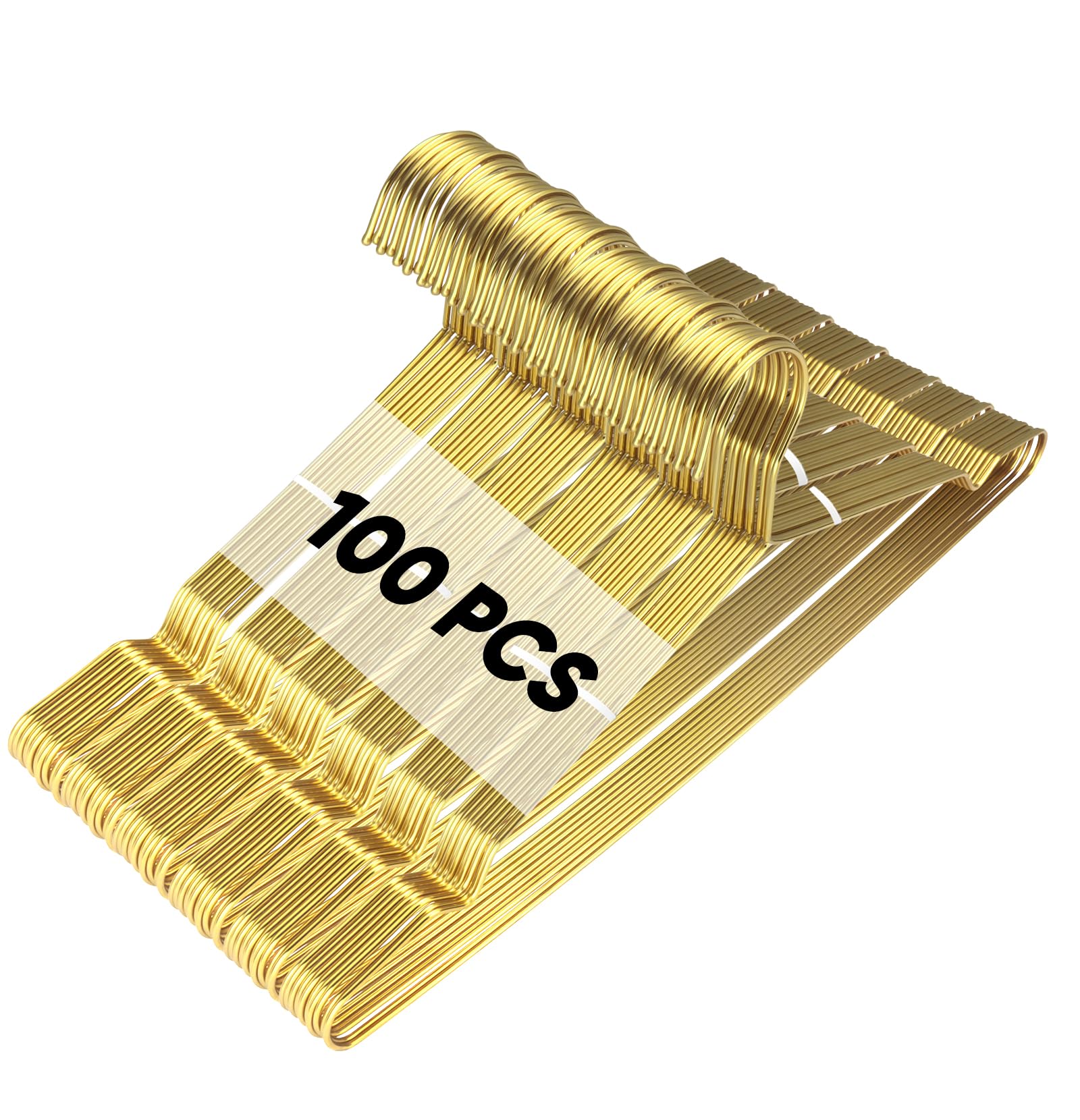 Photo 1 of 100 Pcs Stainless Steel Gold Metal Hanger for Clothes 16.5" Wire Hangers for Coat Suit Bridal Boutique Dress Closet Dorm Clothing Rack
