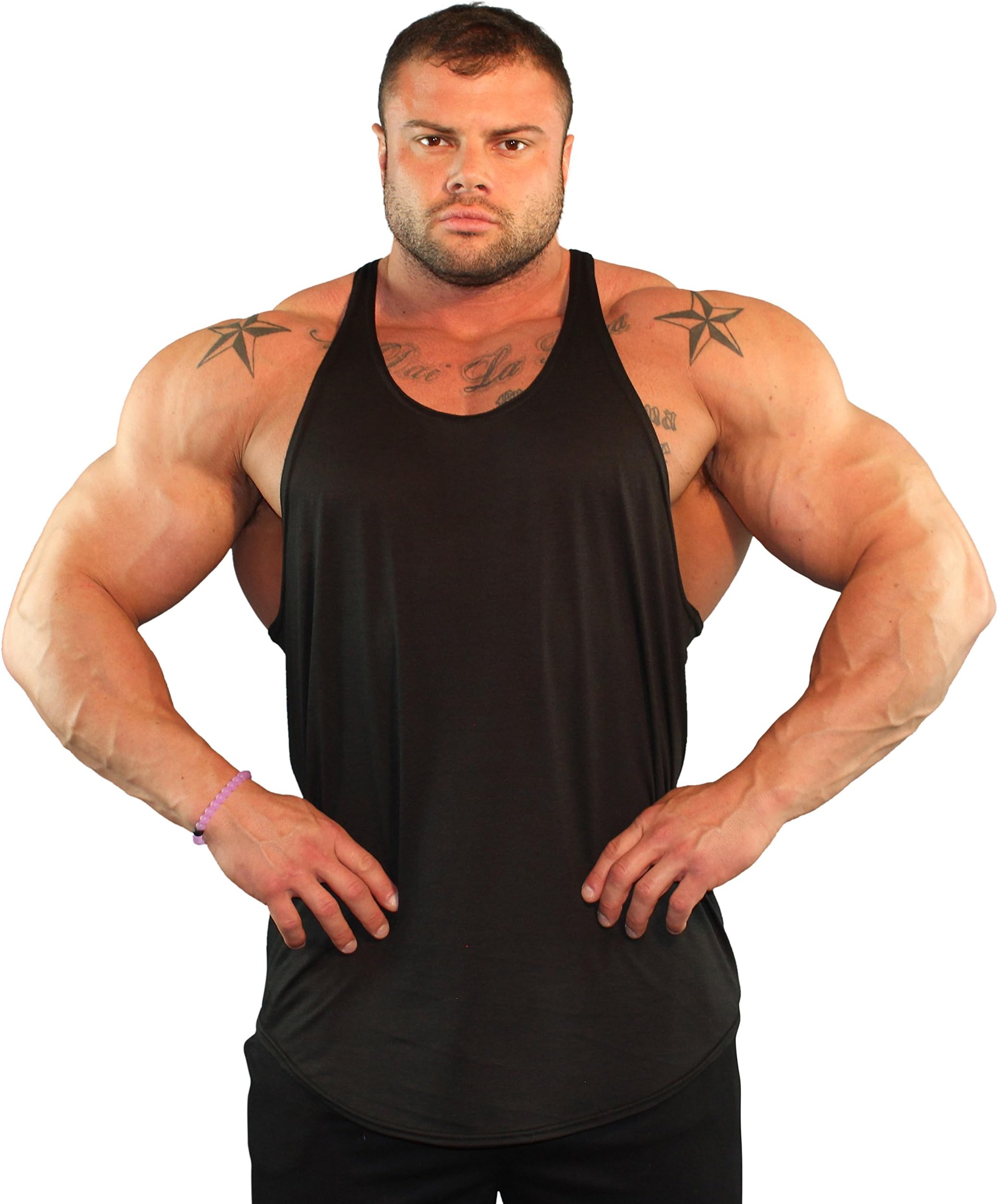 Physique Bodyware Men's No Logo Y Back Stringer Tank Top. Made in America