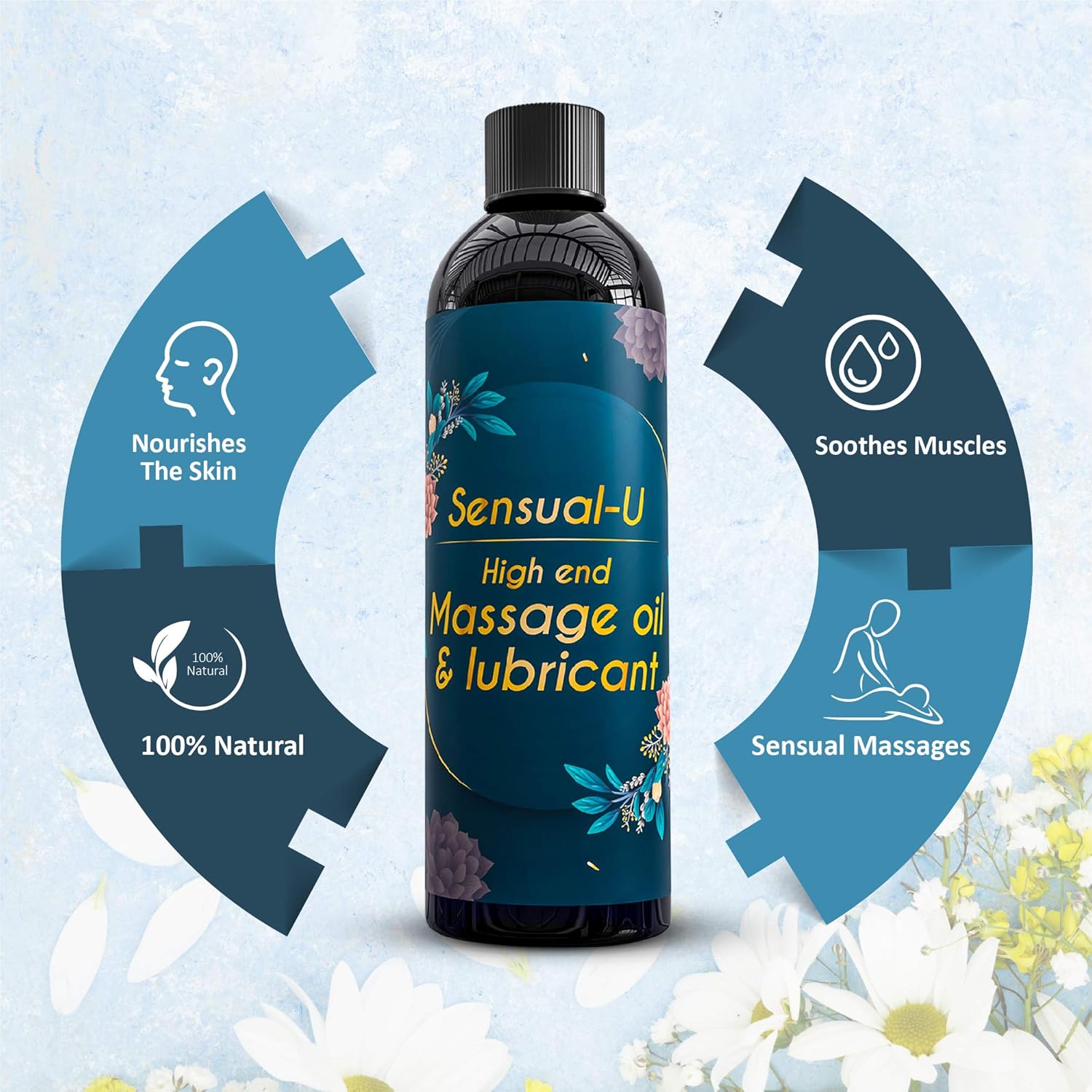 Sensual Massage Oil & lubricant with Relaxing Jasmine and clove oil for Men and Women – 100% Natural Hypoallergenic Skin Therapy with No Artificial or Added Ingredients - made by Sensual-U : Beauty