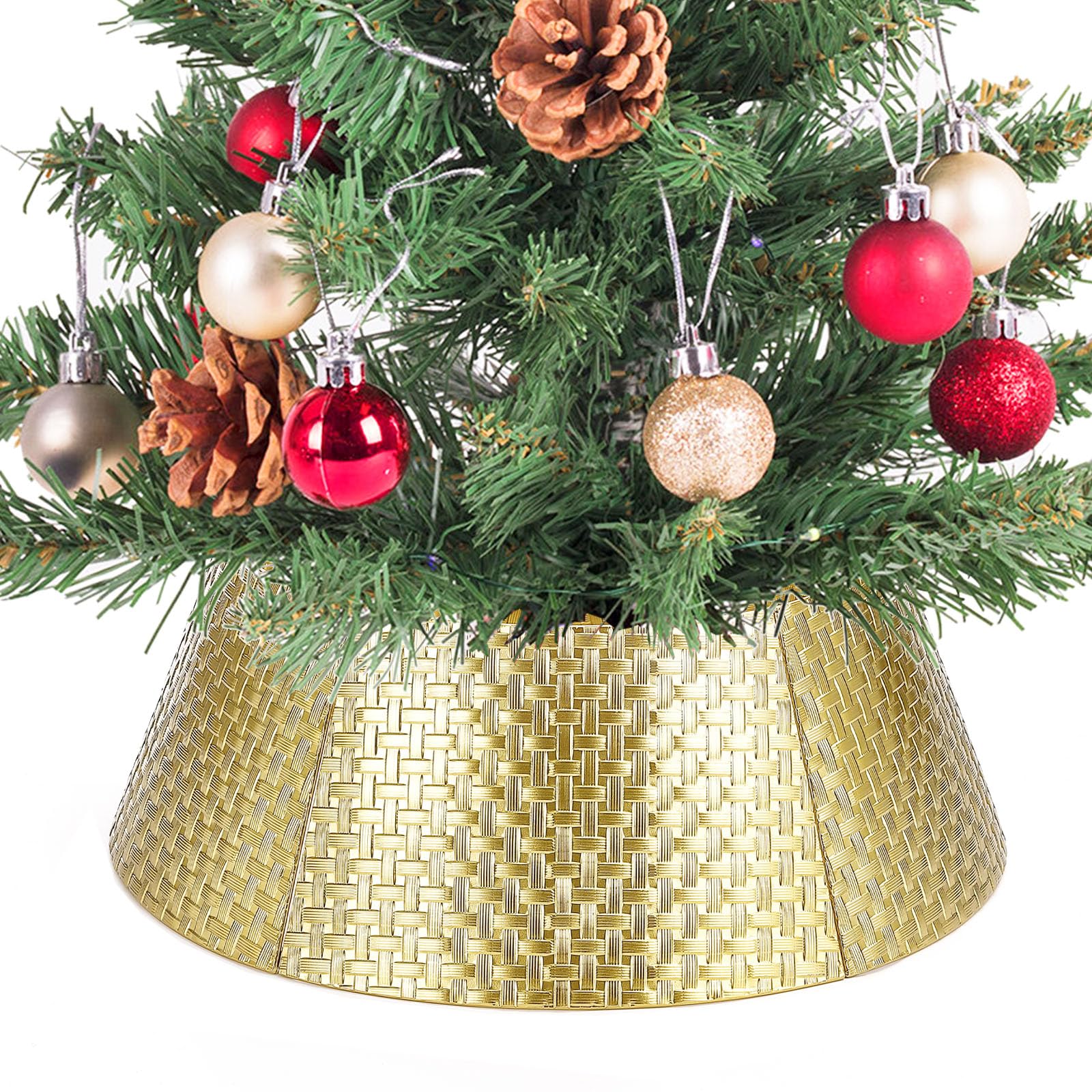 Photo 1 of Christmas Tree Base Cover Metal Tree Collar, 27.6 Inch Rustic Christmas Tree Collar and Christmas Tree Stand Cover, Christmas Tree Collars for Farmhouse Christmas Decor Christmas Decorations