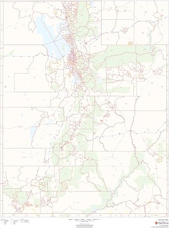 Amazon.com : Utah Zip Code Map - 36" x 48" Laminated : Office Products