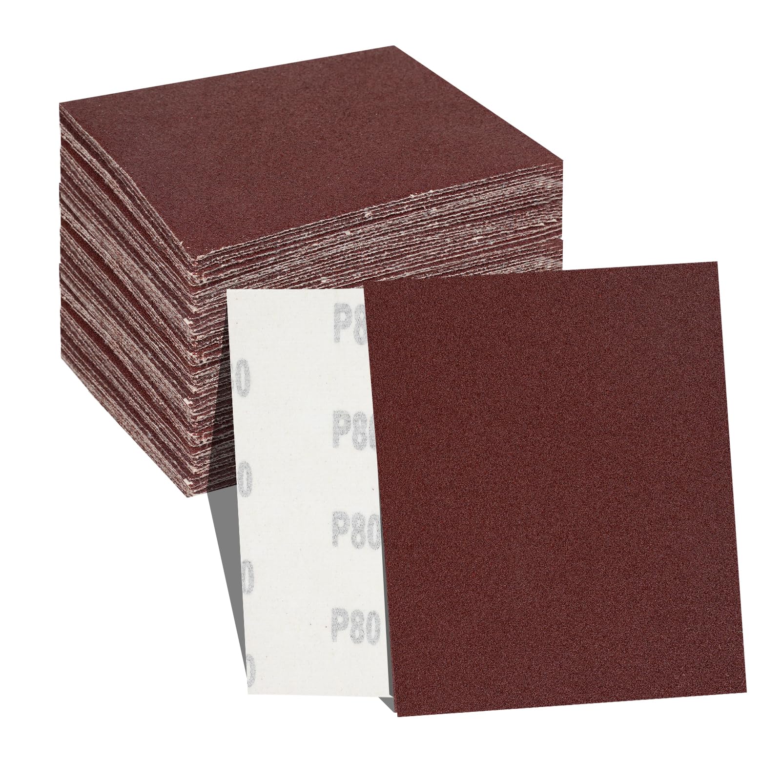 Photo 1 of 1/4 Sheet Sandpaper 5.5" x 4.5" Hook and Loop Sandpaper 80 Grit Sandpaper for Palm Sander 30 PCS Aluminum Oxide Sanding Sheets Hand Sanding Blocks for Metal, Woodworking and Polishing (80 grit)