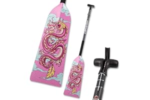 Hornet Watersports Dragon Boat Paddle - Pink Dragon - Adjustable Carbon Fiber Dragon Boat Paddle - IDBF Approved - Dragon Boat Accessories - Dragonboat Paddles