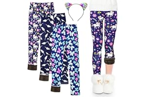 KornaDoz Girls Fleece Lined Leggings, Warm Winter Thermal Pants for Kids & Toddlers, Thick Cozy Lined Leggings for 4-10Years