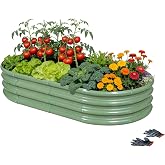 6&times;3&times;1 ft Light Green Metal Galvanized Raised Garden Bed, Easy Assembly Outdoor Garden Planter for Gardening Fruit, Vegetables, Flowers &amp; Herbs