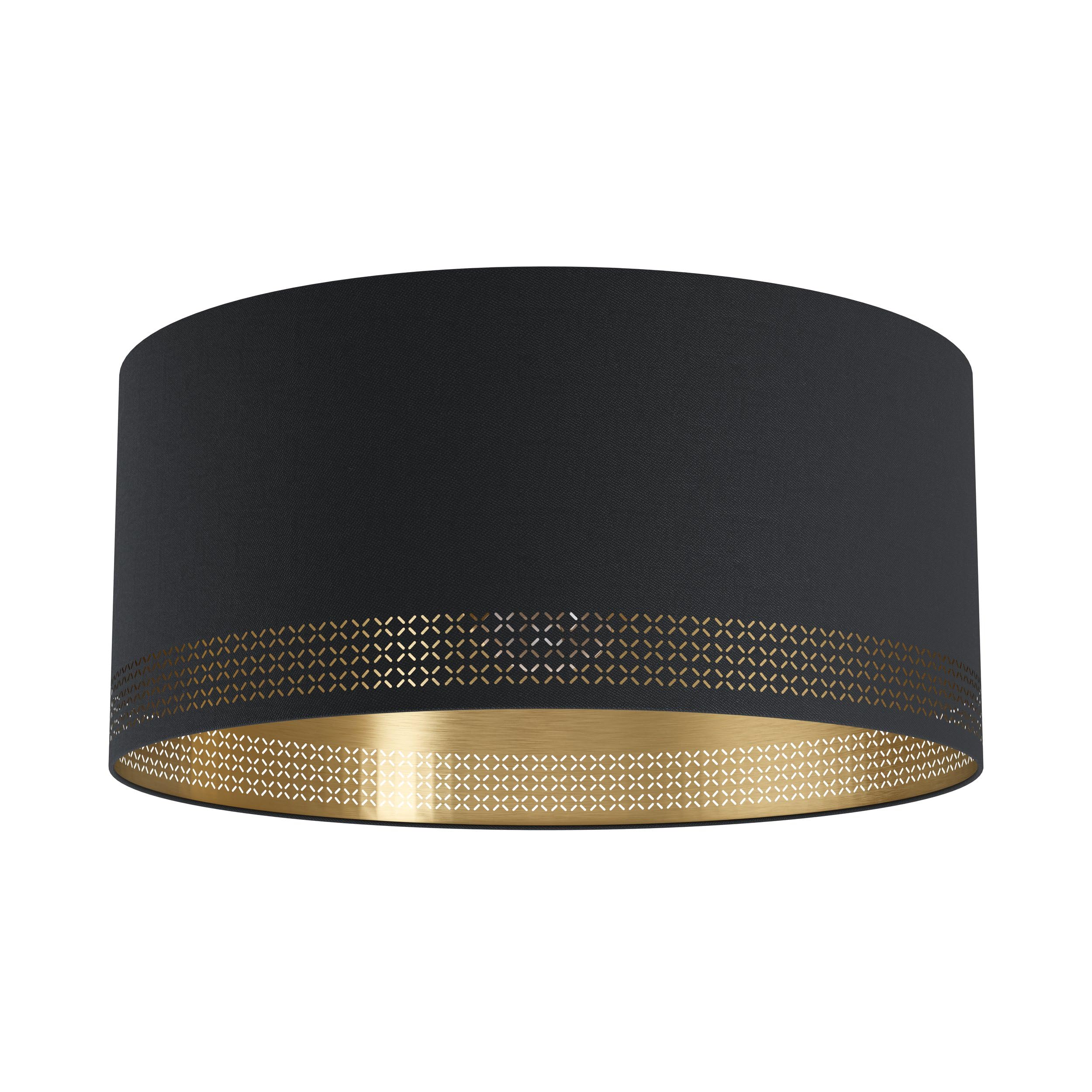 Eglo Flush Ceiling Light Esteperra, Lighting in Vintage and Retro Design, Living Room, Kitchen and Hallway lamp Made of Steel and Textile, Black and Gold, E27 Socket