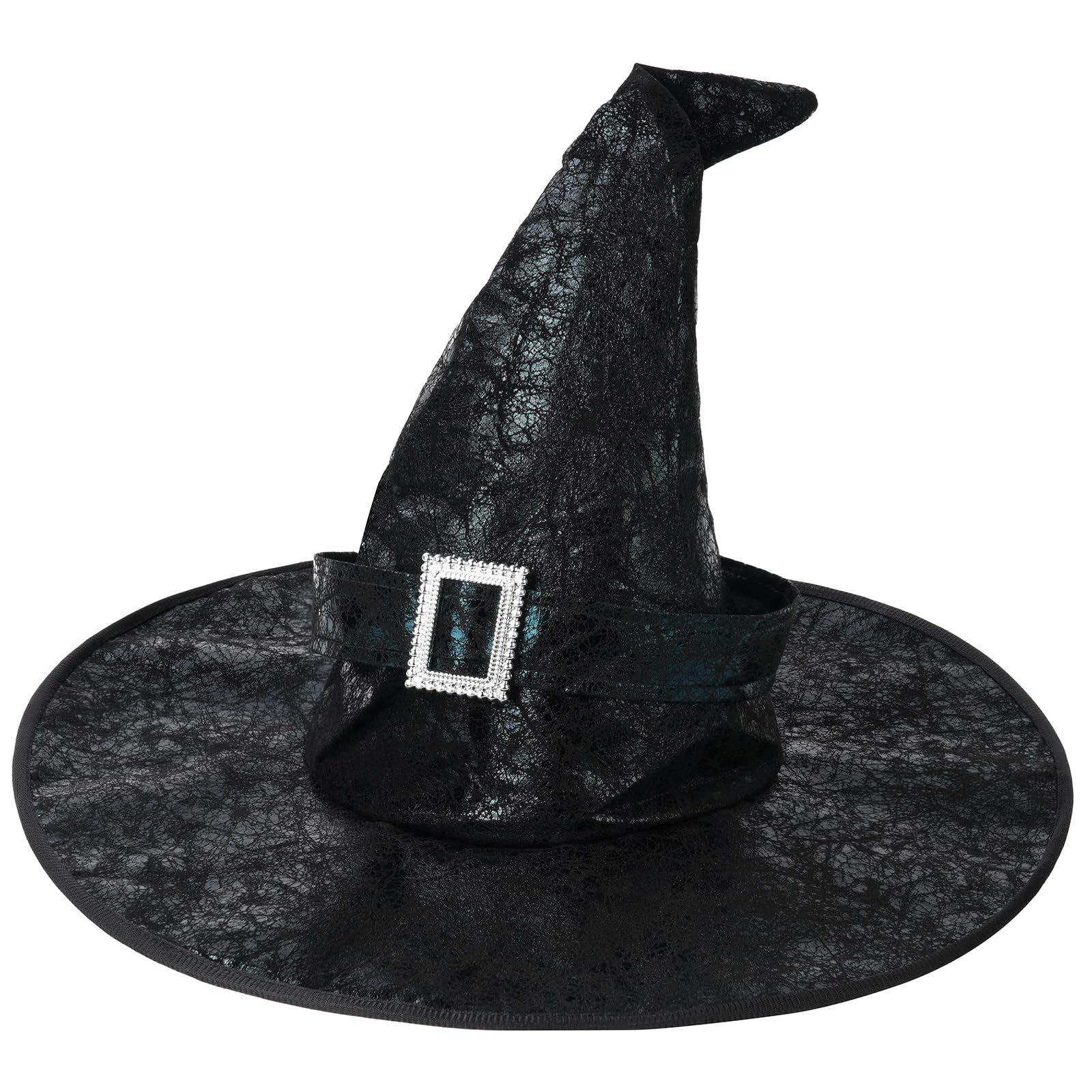 Aomig Black Witch Hat Women Large Halloween Witches Hat Adult Wide Brim Pointed Hat Fancy Dress Costume Party Masquerade Cosplay Accessories Head Decor