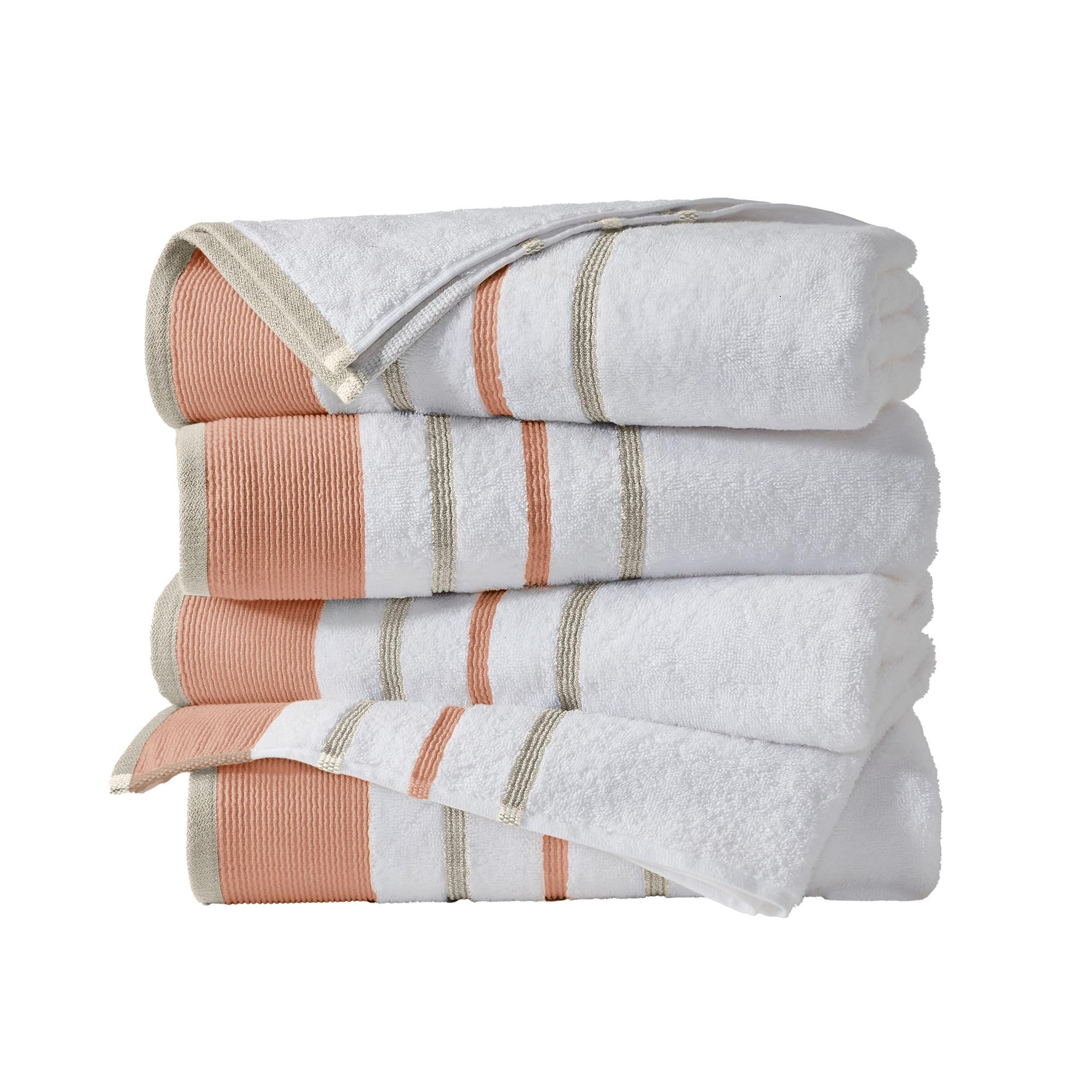Great Bay Home Decorative Bath Towel Set - Cotton 4 Pack 54x27 Bath Towel Set - Durable Towels for Bathroom Decor (Dusty Rose/Cappuccino) Image