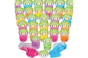 Kicko Mini Putty with Glitter - 48 Pack Assorted Neon Colored Sludge - Silly Putty for Kids - Assorted Educational Relaxation Fidget Toy - Party Favor Glitter Putty for Kids - Mini Slime Bulk
