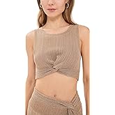 L*Space Heart of Gold Tank for Women, Round Neck Sleevless Vargiated Twist Front Top with a Crop Silhouette