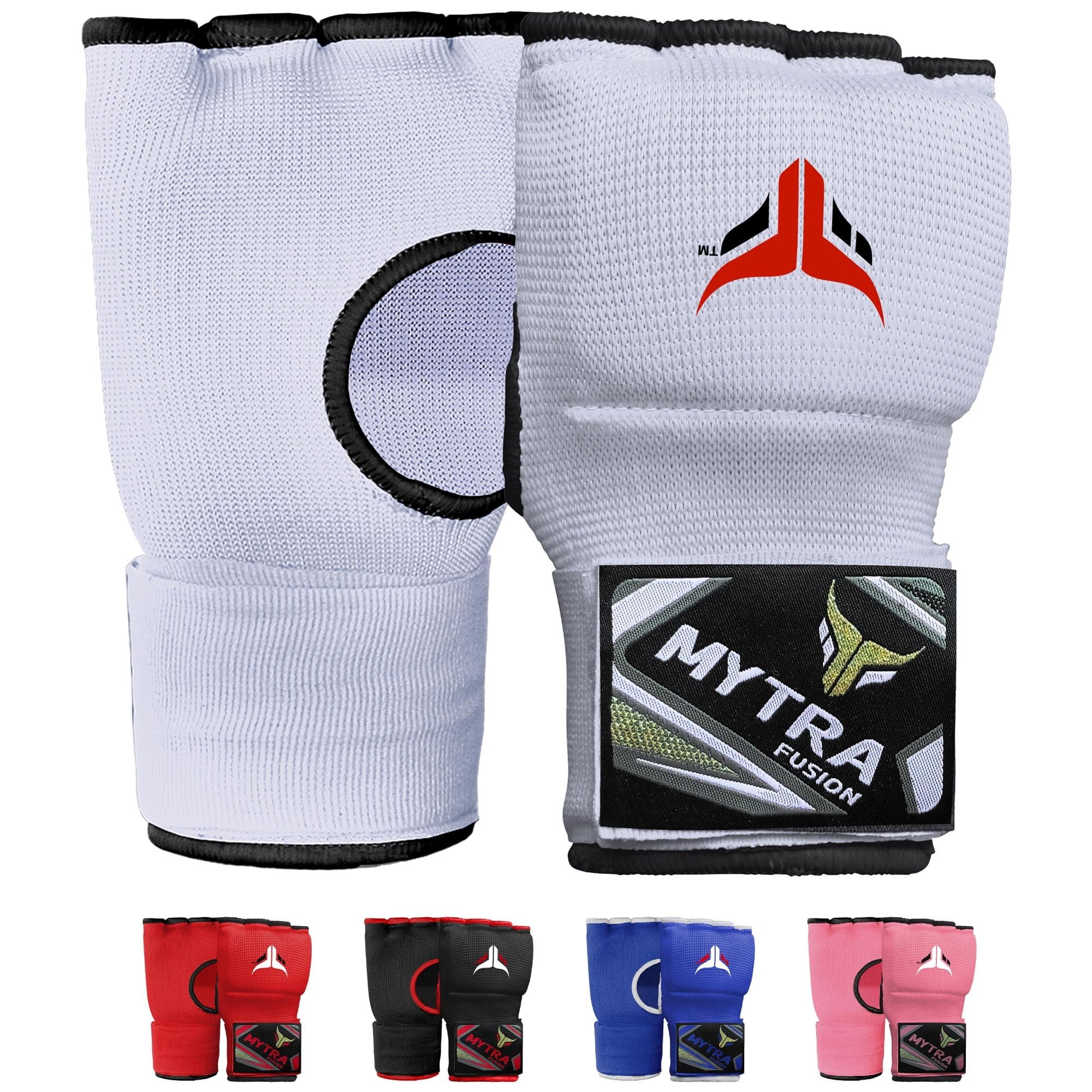 Mytra Fusion Kids Hybrid Boxing Inner Gloves Hand Wraps Gel Padded Punching Boxing MMA Muay Thai inner Gloves (White, Junior)