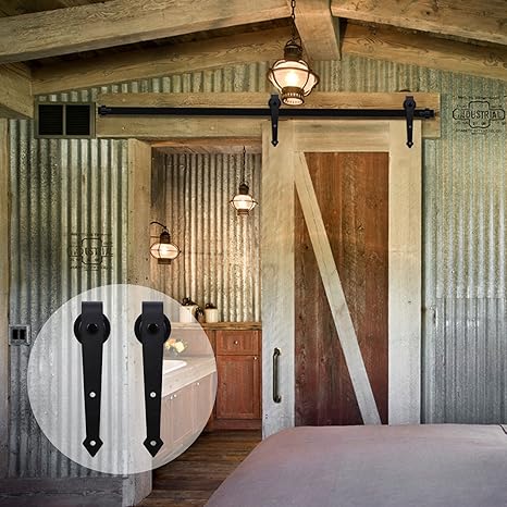 Amazon Ccjh アンティーク スチール スライド 物置ドア取り付け金具 木製のシングルドア用金具 矢印デザイン 4ft For Single Door ブラック a04sas ドア用金物