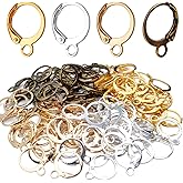 Hypoallergenic Earring Hooks, 120 Pieces Brass Lever Back Earring Round French Hook Ear Wire with Open Loop for Earring Designs Jewelry Making - 4 Colors