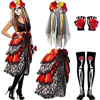 LEG AVENUE 'Day Of The Dead Doll' Kostüm-Set – Gr. 1X/2X, Schwarz/Multicolor