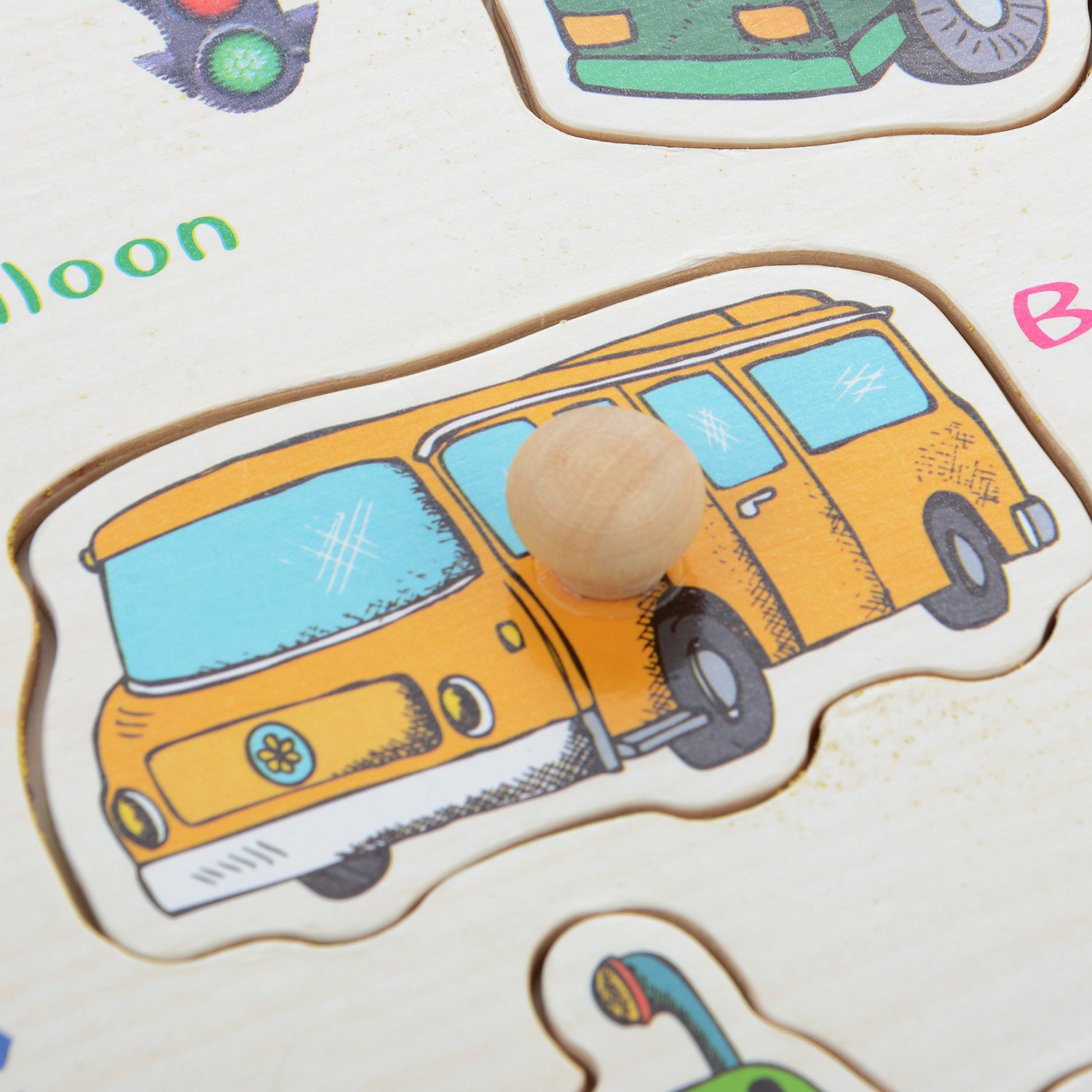 Moonvvin Chunky Wooden Puzzles for Toddlers - Transportation Series Jigsaw Puzzle Sets
