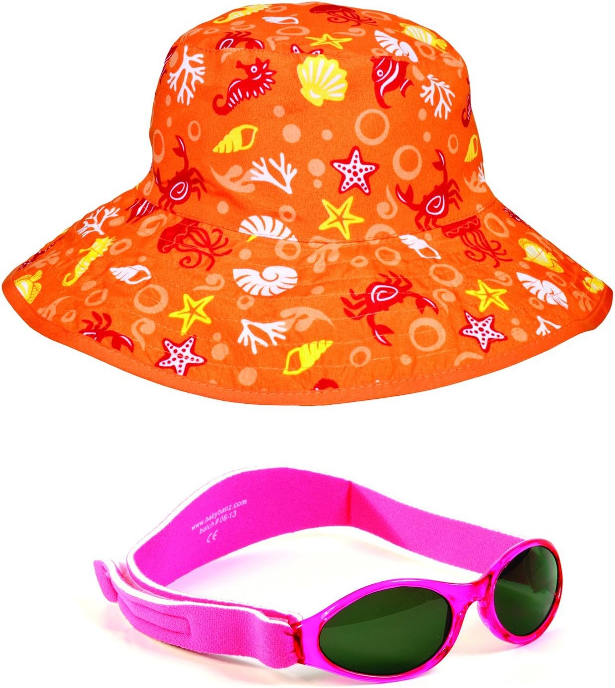 Orange Aquatic Hat and Pink BabyBanz Sunglasses 0-5 Years