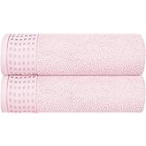 GLAMBURG 100% Cotton 2 Pack Oversized Bath Towel Set 28x55 Inches, Ultra Soft Highly Absorbant Compact Quickdry & Lightweight Large Bath Towels, Ideal for Gym Travel Camp Pool - Pink