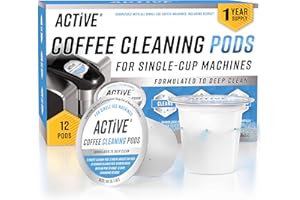 ACTIVE K-Cup Compatible Keurig Cleaning Pods - Quick-Rinse Cleaners for Single Serve Coffee Machine, 12 Month Coffee Maker Cl