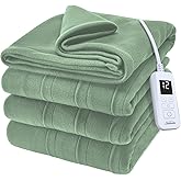 Sunbeam Royal Ultra Fleece Heated Electric Blanket Full Size, 84" x 72", 12 Heat Settings, 12-Hour Selectable Auto Shut-Off, Fast Heating, Machine Washable, Warm and Cozy, Matcha