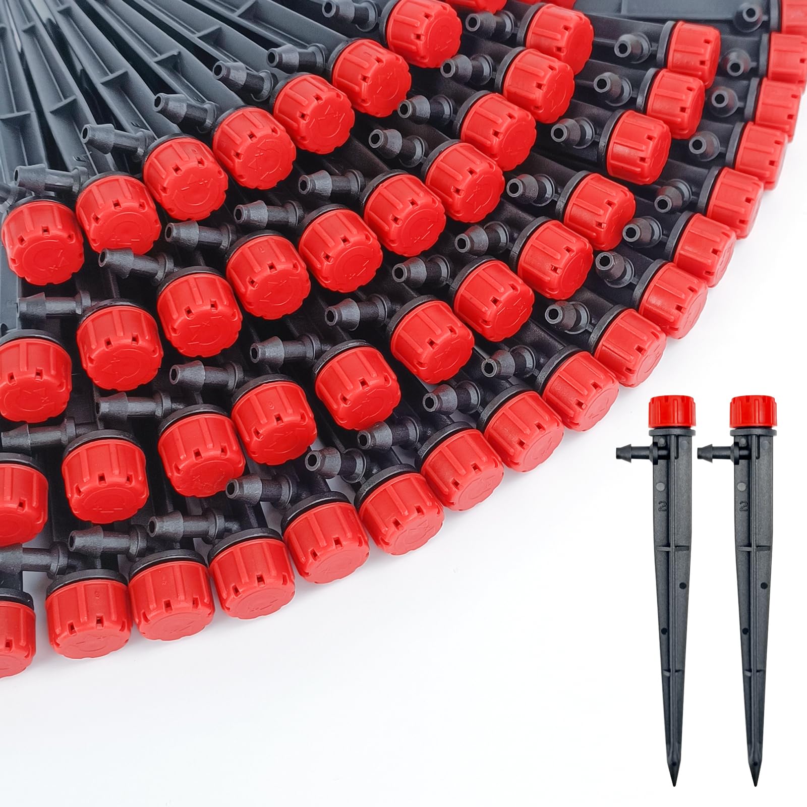 Photo 1 of 50pcs Drip Irrigation Emitters,Drip Irrigation Parts for 1/4" Drip Irrigation Tubing - Adjustable 360 Degree Water Flow Drippers, Garden Drip Irrigation Drippers for (4-7mm) Watering System