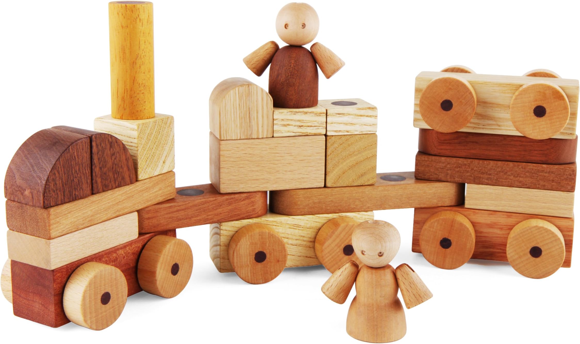 Soopsori Magnetic Wooden Cars and Blocks, 26-Piece
